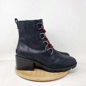 Sorel Cate Boots Womens 9 Lace Up Black Hiker Lug Combat Shoes